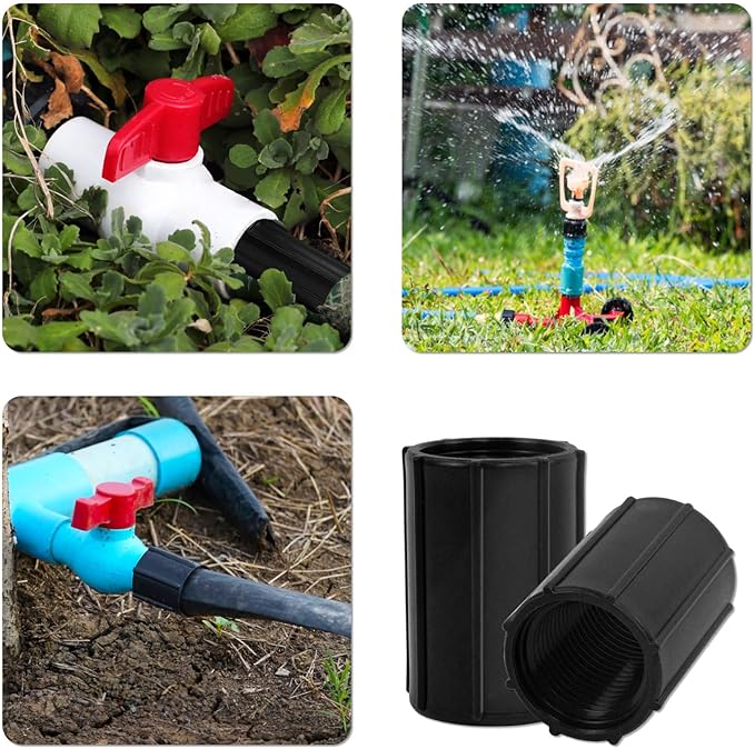 12 Pcs 1/2 Inch Female Threaded PVC Fitting Black PVC Female Adapter Pipe Fittings Drip Irrigation System for Irrigation Pipes Riser Extension (Black)