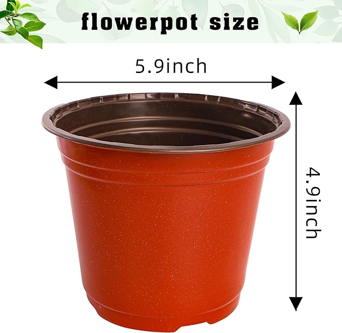 TDHDIKE 6 Inch Plastic Plant Nursery Pot/Pots (200pcs Pots and 200pcs Plant Labels) Seedlings Flower Plant Container (Red) Seed Starting Pots Indoor Outdoor