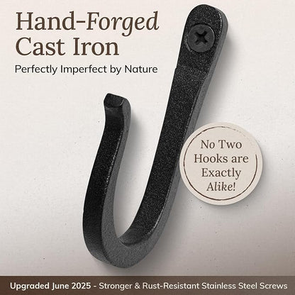 Railroad Spike Cast Iron Hooks Handmade Blacksmith, Wall Mounted Farmhouse - Image 4