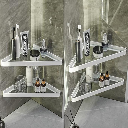 VOLPONE Bathroom Shelves Wall Mounted Glass Corner Shelf - Image 8