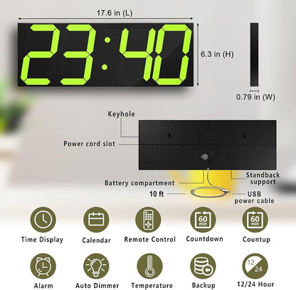 CHKOSDA LED Large Digital Wall Clock, Oversize Digital Clock - Image 2