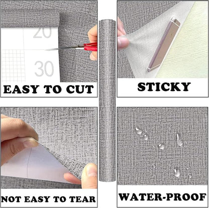 Yancorp 24"x120" Textured Fabric Wallpaper Faux Grasscloth Peel and Stick - Image 7