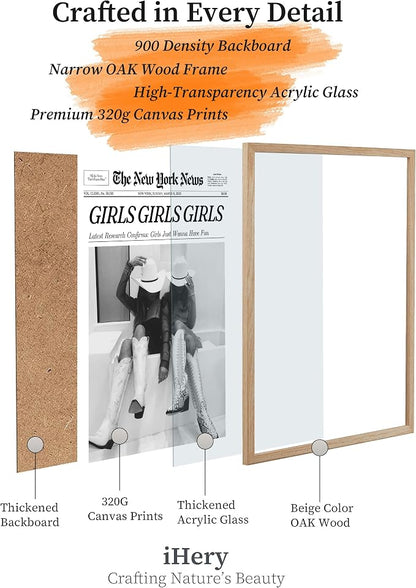 iHery Girls Just Wanna Have Fun Framed Trendy Cowgirl NewsPaper Wall Art - Image 3