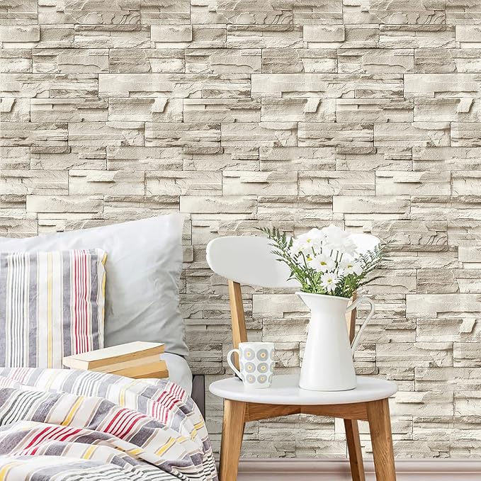 Jeweluck Stone Wallpaper Peel and Stick Brick Wallpaper 17.7”×787.4” Brick - Image 7