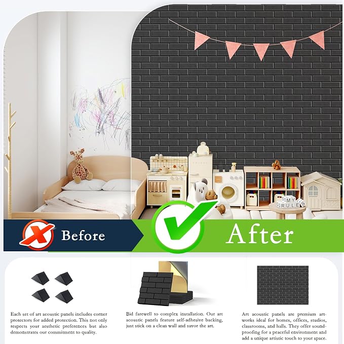 12Pack Acoustic Panels, Decorative Sound Dampening Wall Panels - Image 5