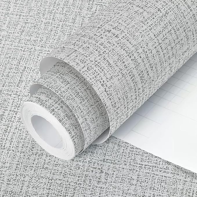 Grey Wallpaper Grasscloth Peel and Stick Wallpaper 17.7inchx393.7inch Textured by lenify