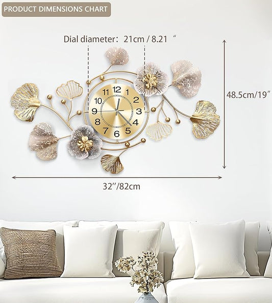 Clocks for Living Room, Large Wall Clock, 3D Silent Wall Clock, Retro Metal - Image 2