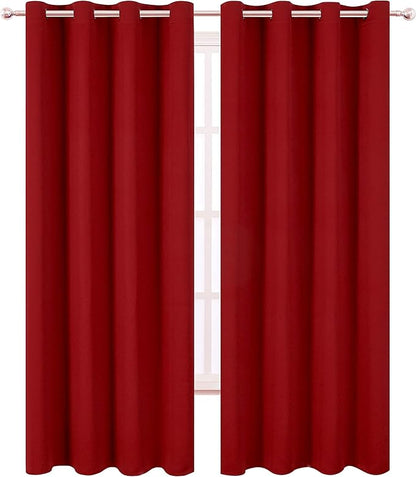 LEMOMO Dark Red Thermal Blackout Curtains/52 x 95 Inch/Set of 2 Panels Room - Image 2