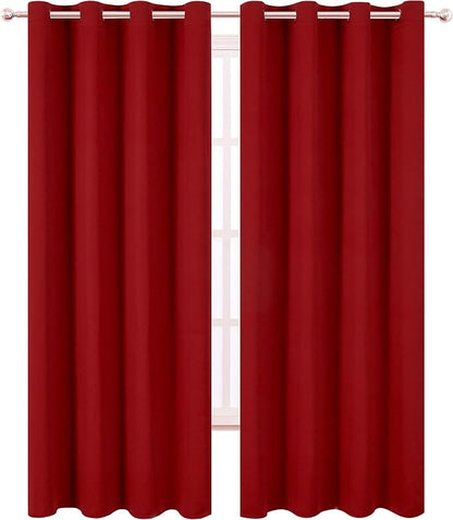 LEMOMO Blackout Curtains 66 x 95 inch/Red Curtains Set of 2 Panels/Thermal - Image 2