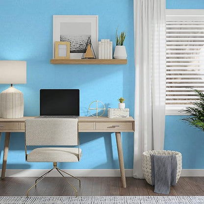 Cohoo Home Blue Peel and Stick Wallpaper Silk Solid Light Blue Contact Paper - Image 3