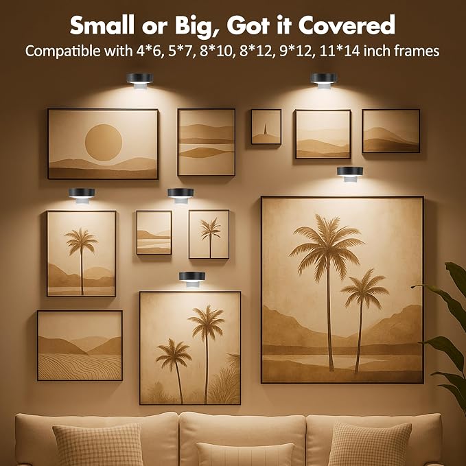 6Pcs Picture Lights for Wall Battery Operated, Magnetic Led Painting Light - Image 6