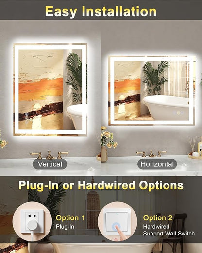 55x36 LED Bathroom Mirror with Lights, Super Bright Front & Backlit Vanity - Image 7