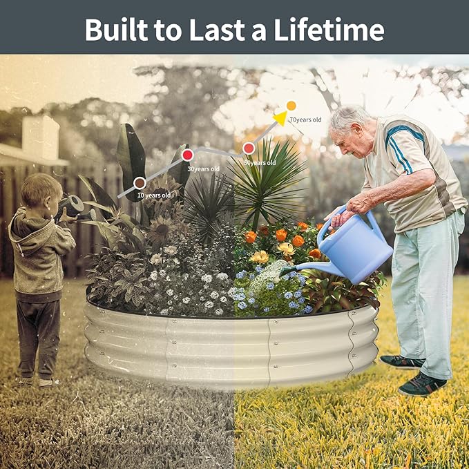 Kesfitt Raised Garden Bed Kit,Outdoor Galvanized Planter Raised Boxes with Safety Edging and Gloves,Large Metal Raised Garden Beds for Gardening Vegetables,Fruits,Flower(4x4x1FT)