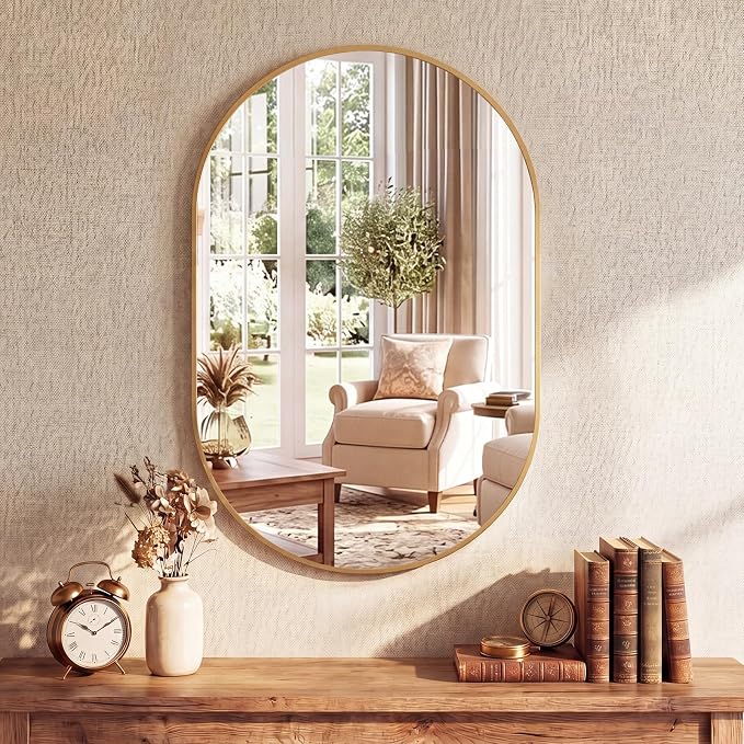 DUMOS 24" x 36" Oval Bathroom Mirror, Tempered Glass, Morden Vanity Mirror by DumosLifestyle
