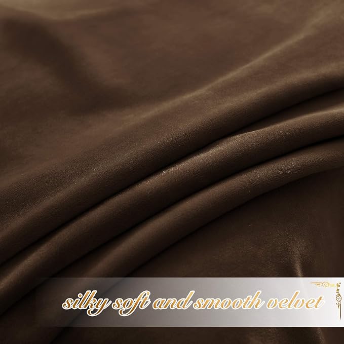 NICETOWN Brown Velvet Room Darkening Curtains, Home Decor Light Blocking - Image 5