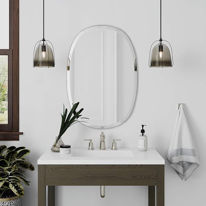 Better Bevel 20" x 30" Frameless Oblong Oval Mirror | 1" Beveled Edge | - Image 2