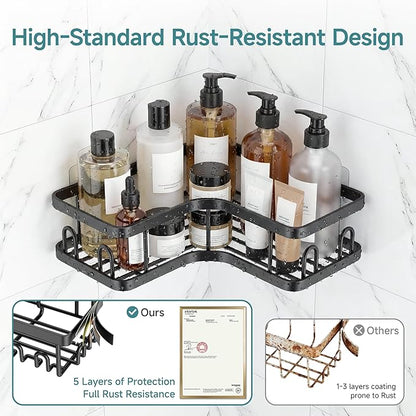 Veken Corner Shower Caddy 5-Pack, Advanced Rustproof Design, No Drilling - Image 3
