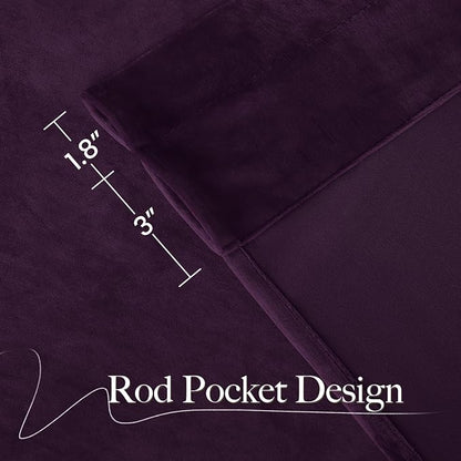 NICETOWN Purple Blackout Velvet Curtains 84 inch Long, Dark Purple - Image 3