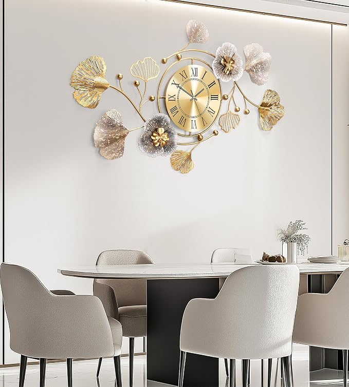 Clocks for Living Room, Large Wall Clock, 3D Silent Wall Clock, Retro Metal - Image 3