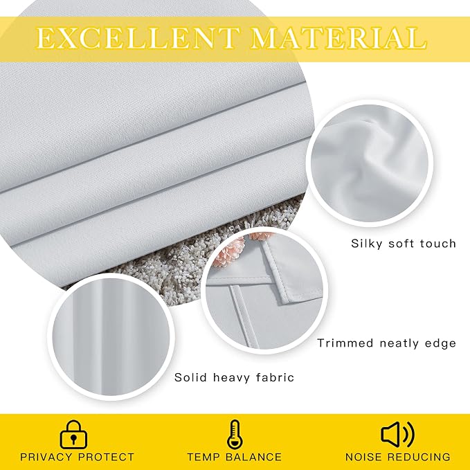 NICETOWN Greyish White Sliding Door Curtain 118 inch Length, Grommet Room - Image 5