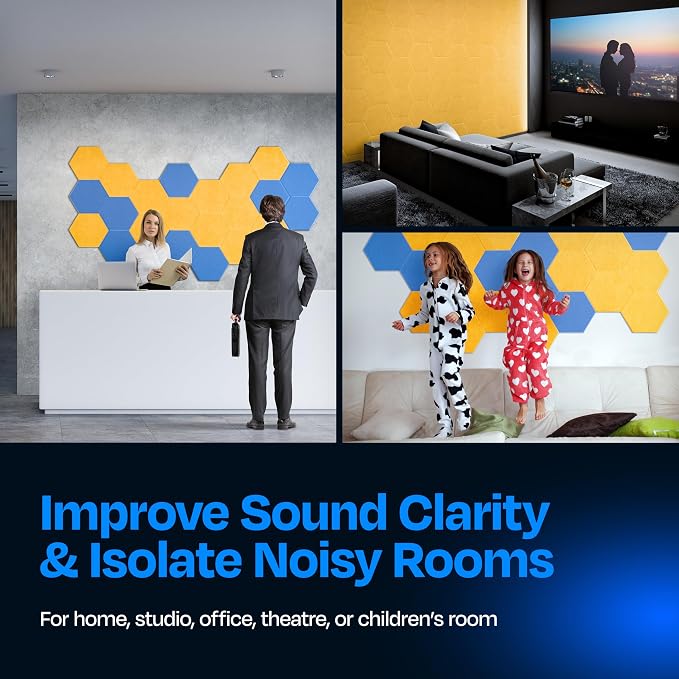 Acoustic Panels 12-Pack Soundproof Wall Panels 14"X12.1"X0.4" Sound Panels High - Image 4