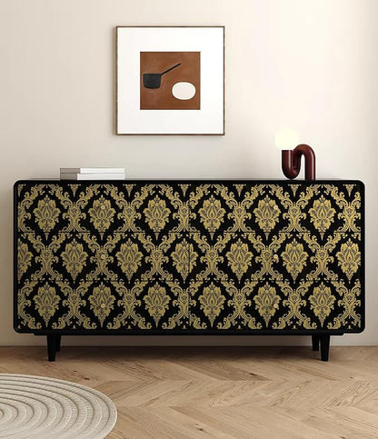 Peel and Stick Wallpaper Black and Yellow Damask Wallpaper - Image 6