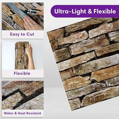 3D Faux Stone Wall Panels Peel and Stick, Stone-Look Textured Wall Sticker - Image 5