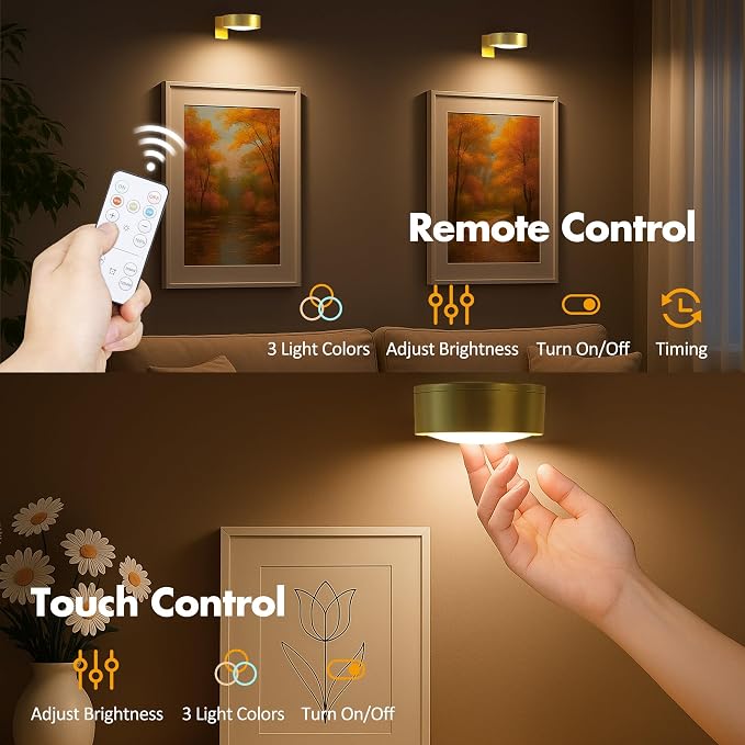 3Pcs Battery Operated Picture Light, Magnetic Led Painting Light - Image 5