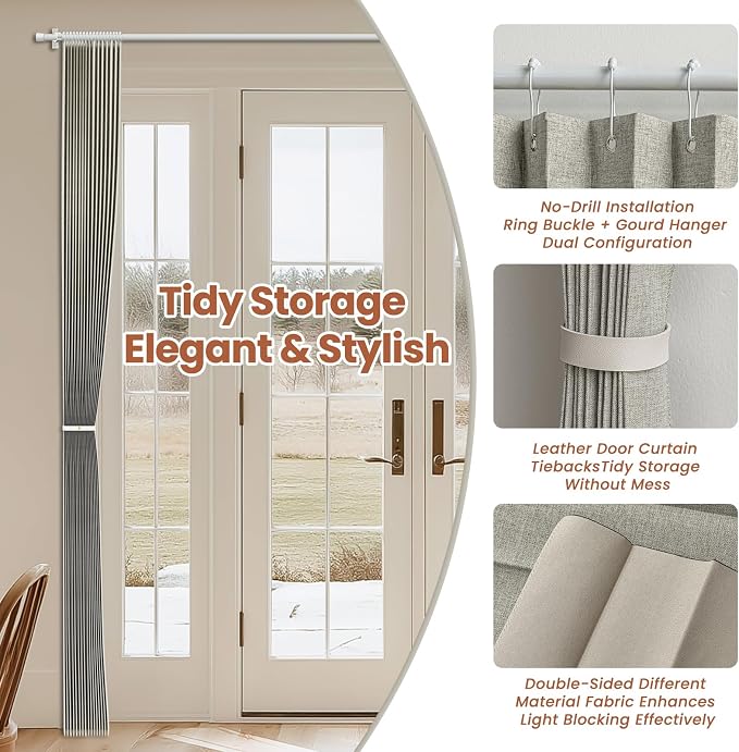 AJAZZ Blackout Accordion Door Curtain 98"x78" Grey - Image 5