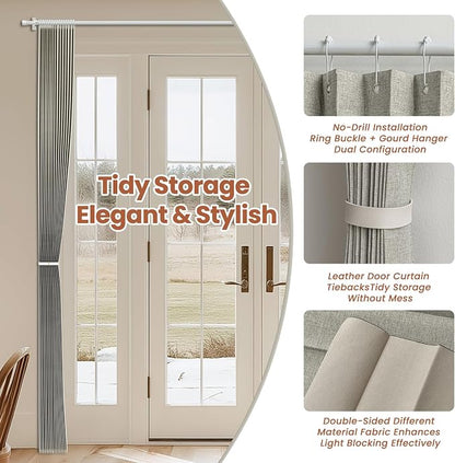 AJAZZ Blackout Accordion Door Curtain 98"x84" Grey - Image 5