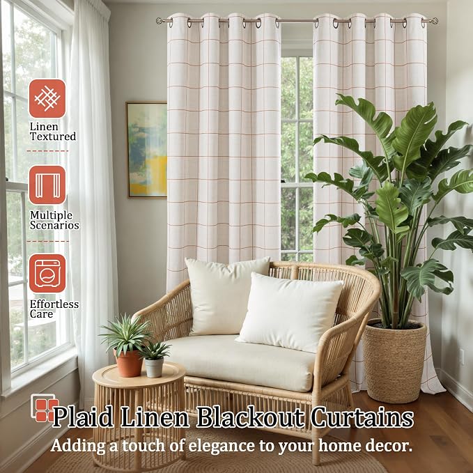 Lajode Plaid Patterned Curtains Thermal Insulated - Image 2