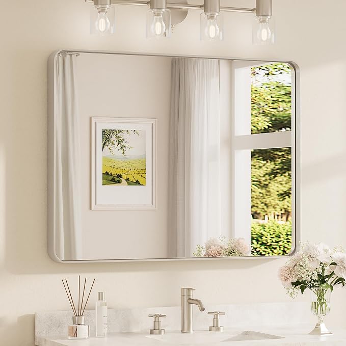 TETOTE Brushed Nickel Mirror 40 x 30 Inch by TETOTE