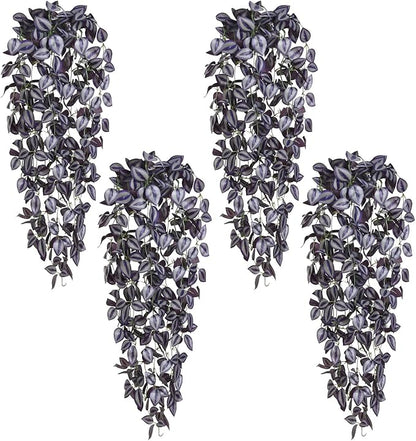 BLEUM CADE Fake Hanging Plants, Faux Deep Purple Vines Hanging Plant by BLEUMCADE