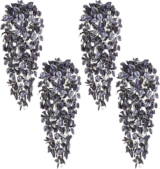 BLEUM CADE Fake Hanging Plants, Faux Deep Purple Vines Hanging Plant by BLEUMCADE