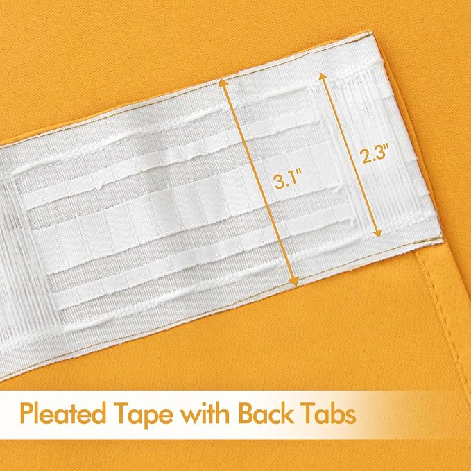 MIULEE Yellow Back Tab Blackout Curtains 120 Inch Long 2 Panels Set - Image 4