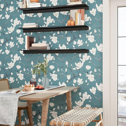 Laatse Vintage Floral Wallpaper Peel and Stick Blue Floral Contact Paper - Image 3