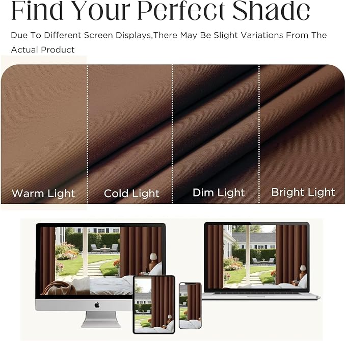 CUCRAF Brown Blackout Curtains 72 inch Length 2 Panels Set, Rod Pocket Room - Image 5