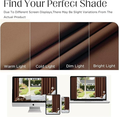 CUCRAF Brown Blackout Curtains 84 inch Length 2 Panels Set, Rod Pocket Room - Image 5
