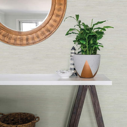 Chesapeake 3120-256018 Waverly Light Grey Faux Grasscloth Wallpaper - Image 2