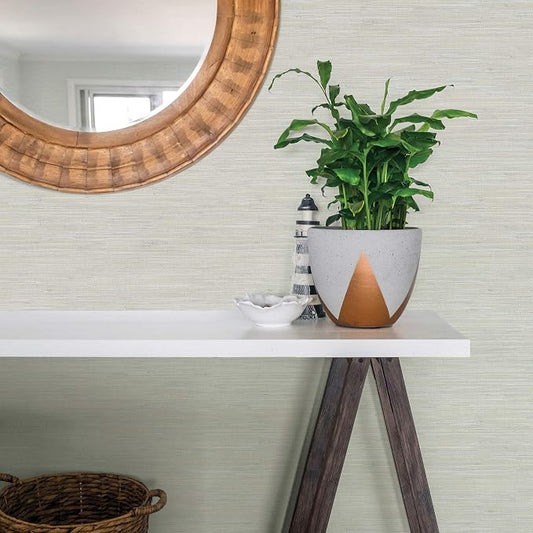 Chesapeake 3120-256018 Waverly Light Grey Faux Grasscloth Wallpaper - Image 2