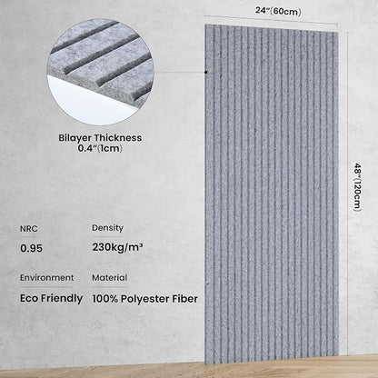 10 Pack Large Acoustic Panels, 47.2 x 23.6 x 0.35 Inch Sound Proof Foam Panels - Image 2