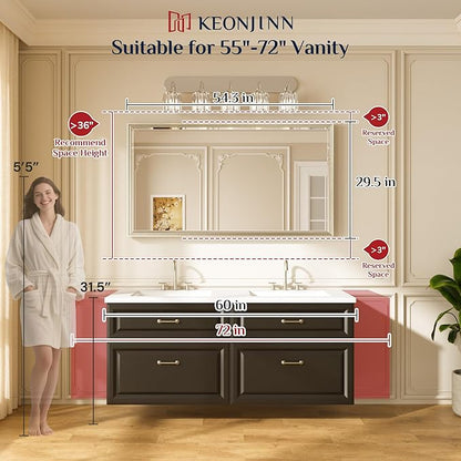Keonjinn 55" x 30" Black Bathroom Vanity Mirror, Beveled Edge Tempered Glass - Image 2