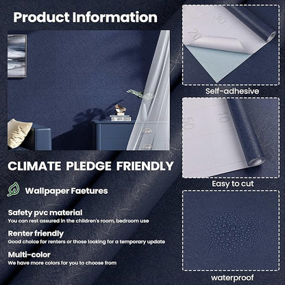 Dark Blue Peel and Stick Wallpaper Roll - Image 2