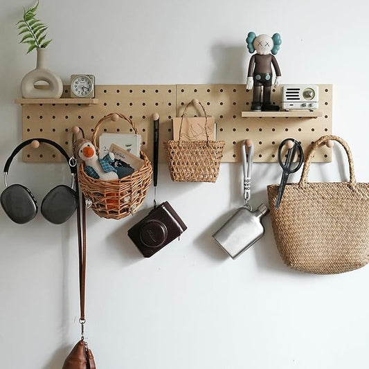 Wooden Pegboard Modular Display Organization Storage Wall Hooks Shelf - Image 2