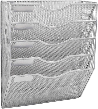 EASEPRES 5 Pocket Mesh Hanging Wall File Organizer, Wall Mounted Mail Paper by EASEPRES