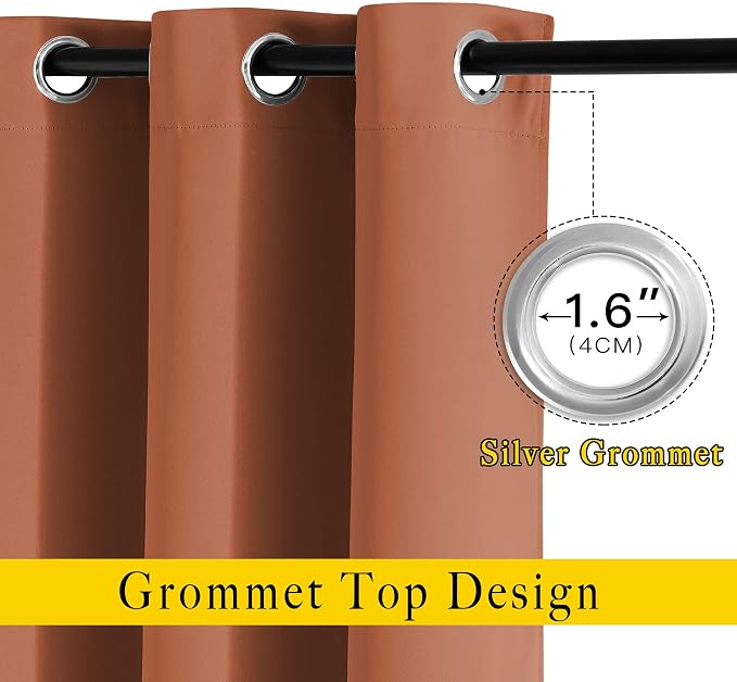 NICETOWN Blackout Burnt Orange Curtain & Drape - Image 3