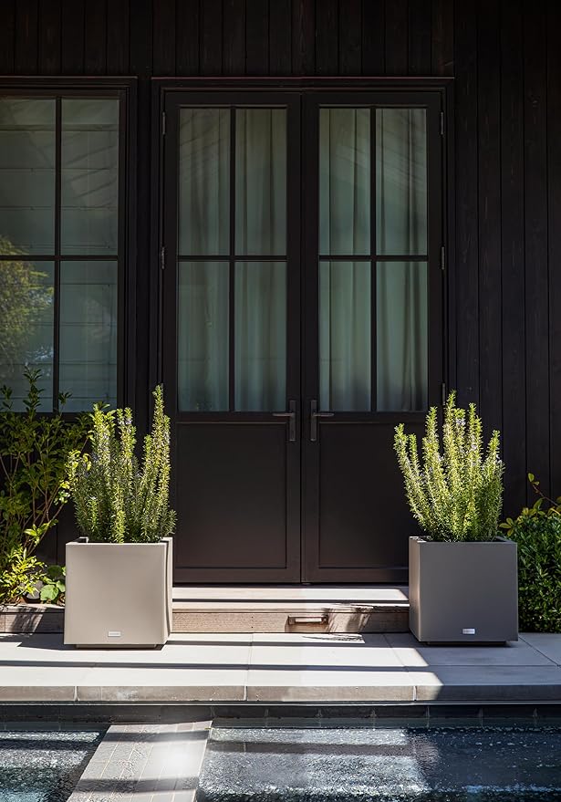 Veradek Block Series Cube Plastic Planter - Large Square Planter for Indoor or Outdoor Patio/Garden | Durable All-Weather Use with Drainage Holes | Modern Décor for Tall Plants, Trees, Flowers