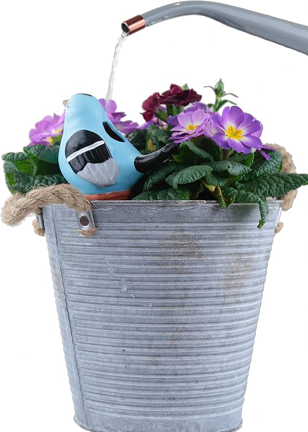 Terracotta Plant Self Watering Spikes - Set of 3 Terracotta Self Watering Bulbs, Self Watering Stakes, Self Watering Globes for Pot Plants (Birds Painted, Large)