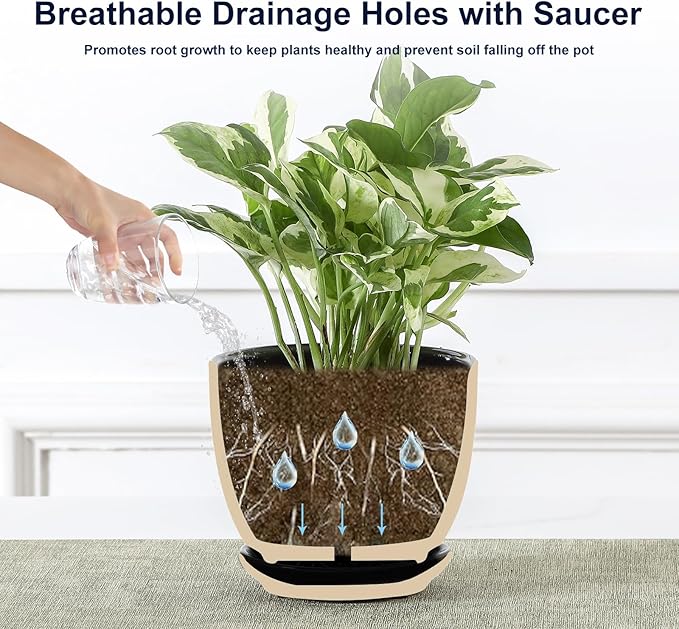 Sureasy Succulent Pots, 3.5 Inch Flower Pots for Indoor Plants, Small Plant Pots with Saucer & Drainage, Decorative Ceramic Planters for Succulent, Cactus, Set of 4, Black