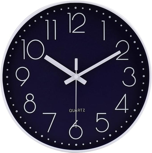 jomparis 12 Inch Silent Non-Ticking Battery Operated Quality Quartz Round Wall by JOMPARIS